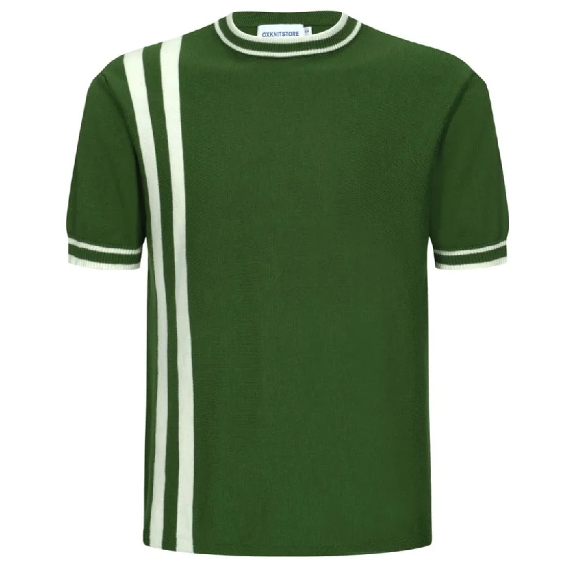 Men's Retro Mod Style Stripe Green Knit Tee