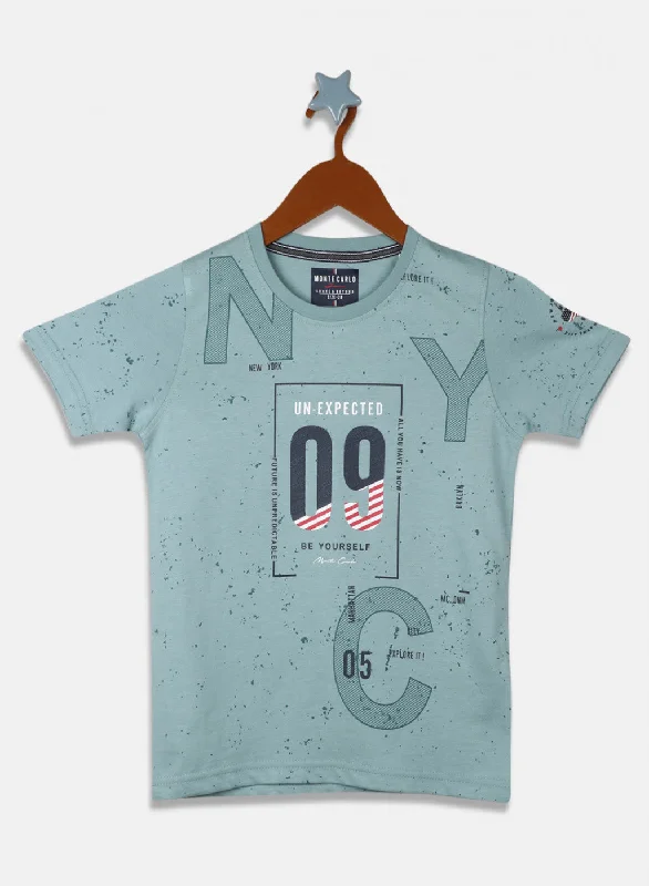 Boys Green Printed T-Shirt