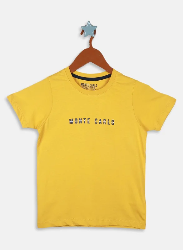 Boys Mustard Printed T-Shirt