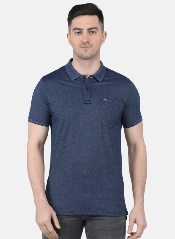 Men Blue Solid T-Shirt