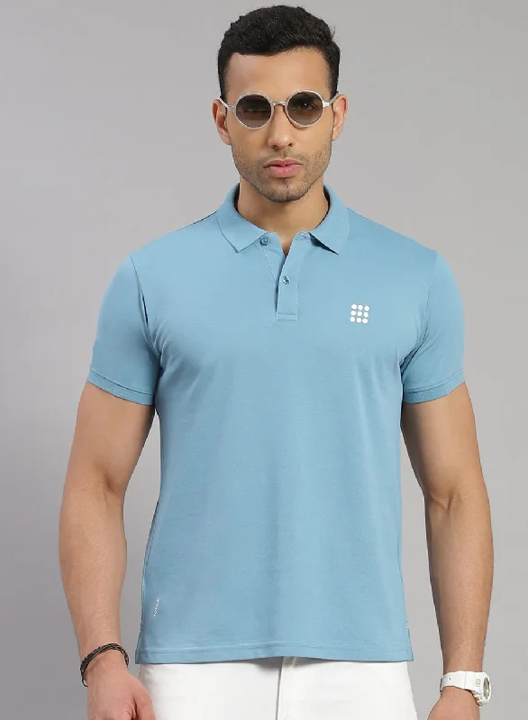 Men Blue Solid T-Shirt