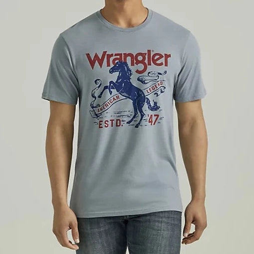 Wrangler Men's Bucking Horse Graphic T-Shirt in Tradewinds Heather