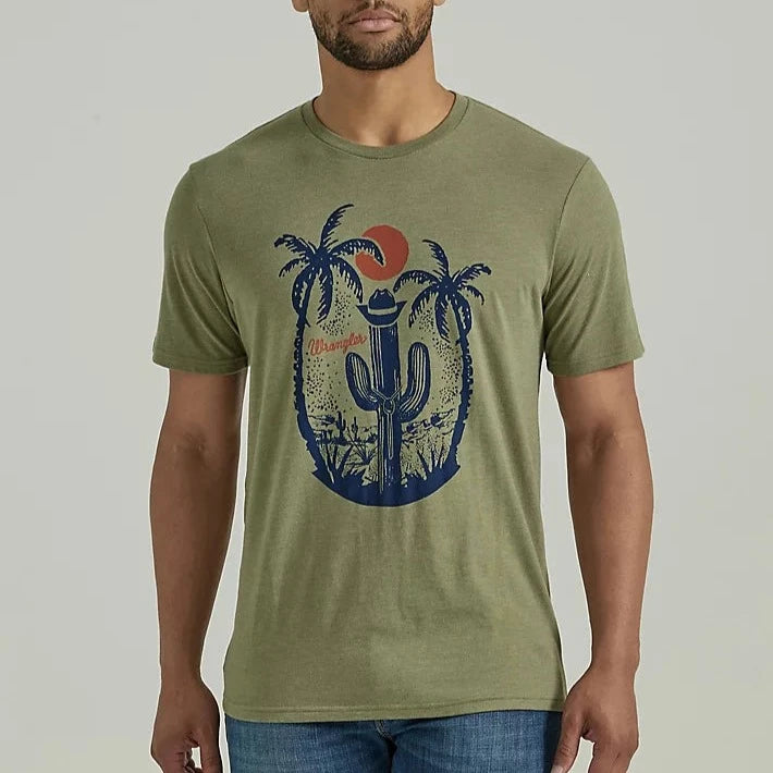 Wrangler Men's Coconut Cowboy Graphic T-Shirt in Lichen