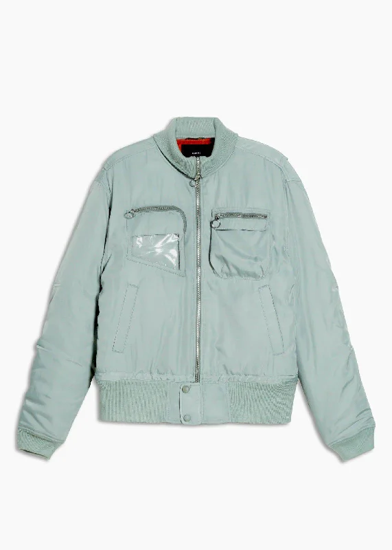 Konus Men's Mock Collar Bomber Jacket in Green