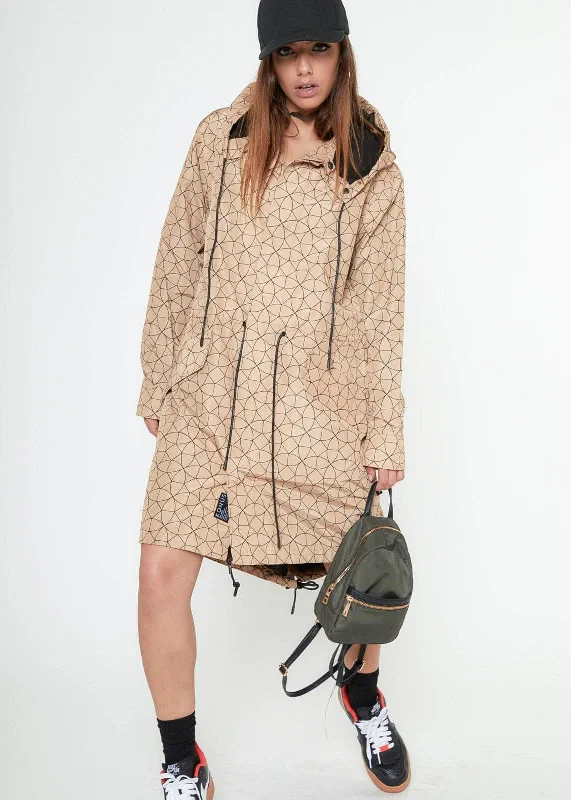 Konus Unisex Vector Printed Hooded Jacket in Camel