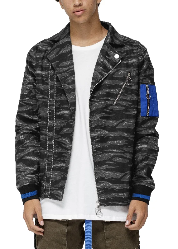 Men's Lyle Camo Moto Jacket In Black Camo