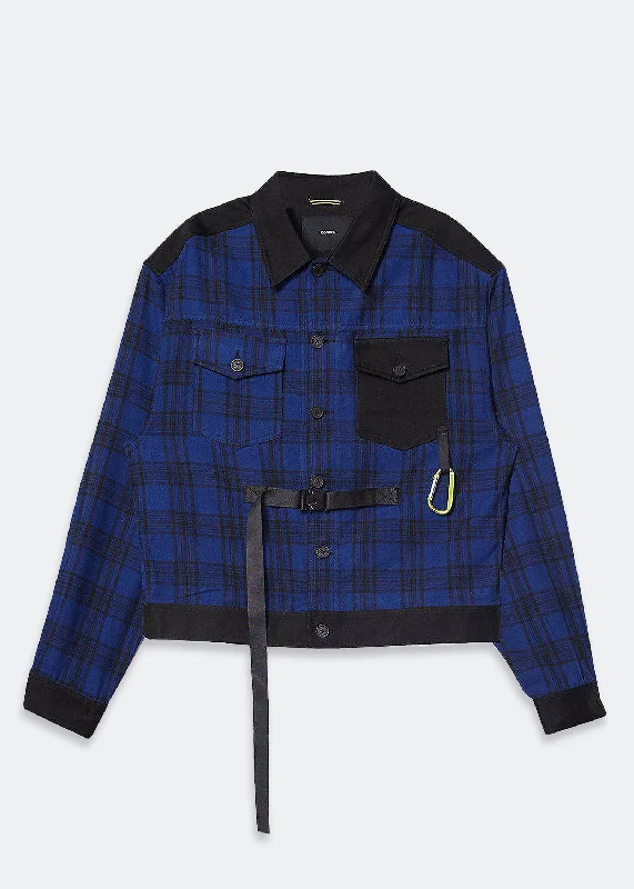 Men's Plaid Shirt Jacket in Blue