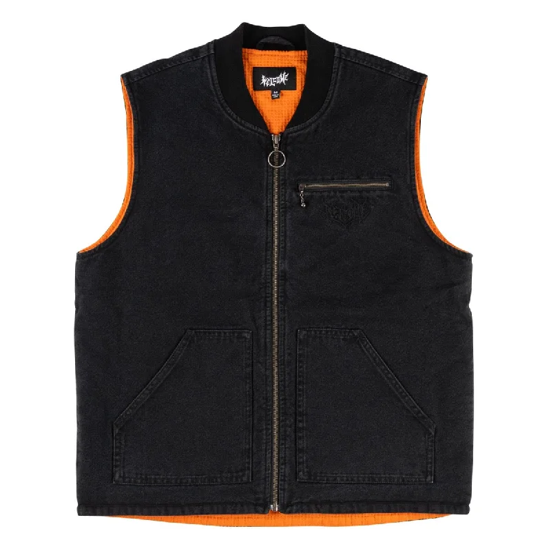 Welcome Splinter Enzyme Washed Vest Jacket - Black