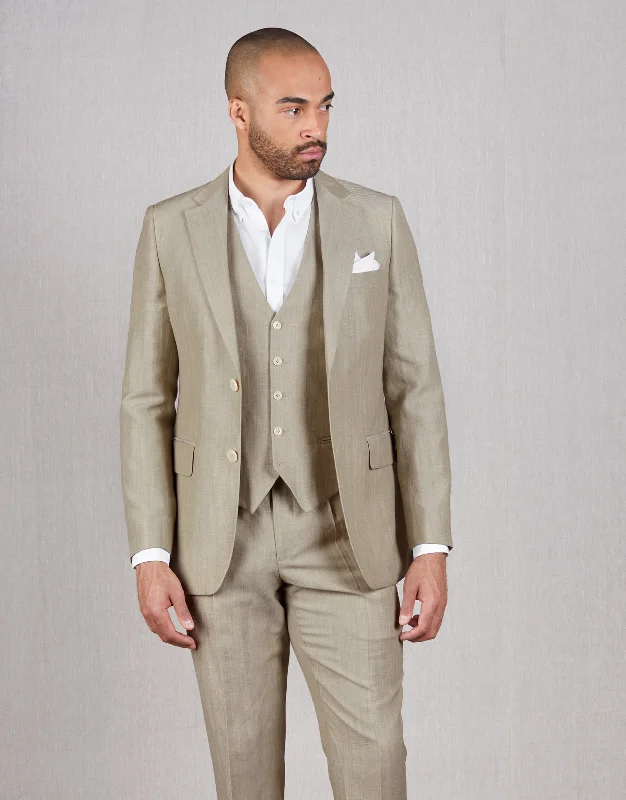 Hawker Bone Linen-Wool Blend Twill Blazer