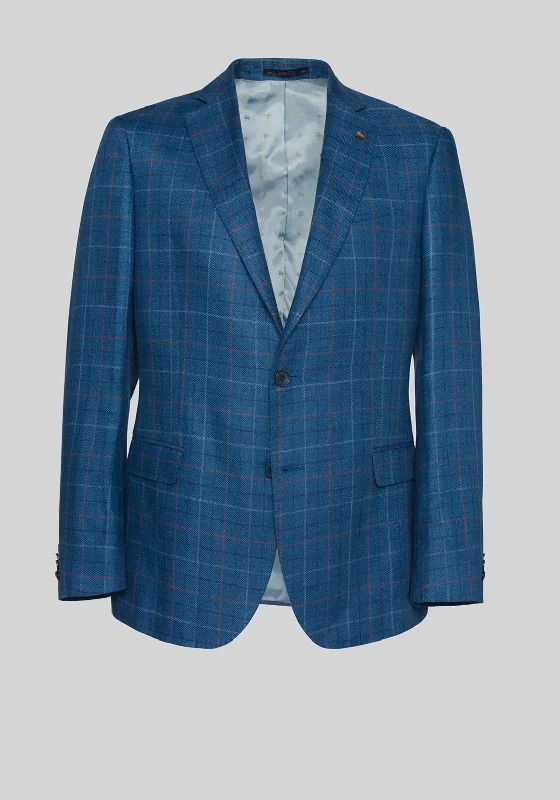 Magee 1866 Liffey Irish Linen Check Blazer, Blue & Navy