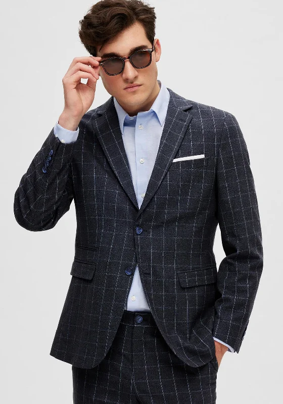 Selected Homme Oasis Check Blazer, Navy