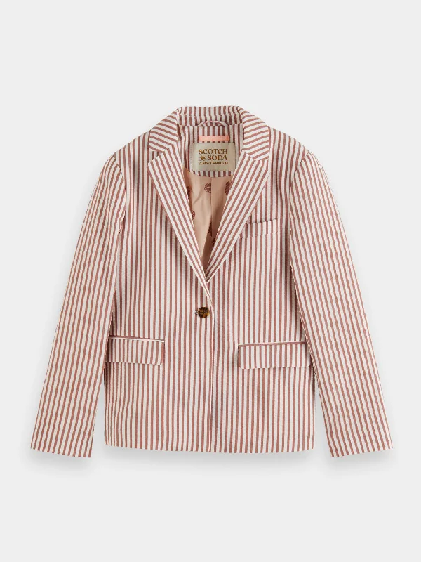 Kids - Single-breasted stripe seersucker blazer