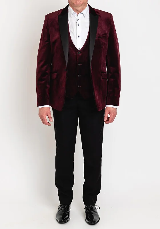 White Label Jacob Velvet Blazer, Burgundy