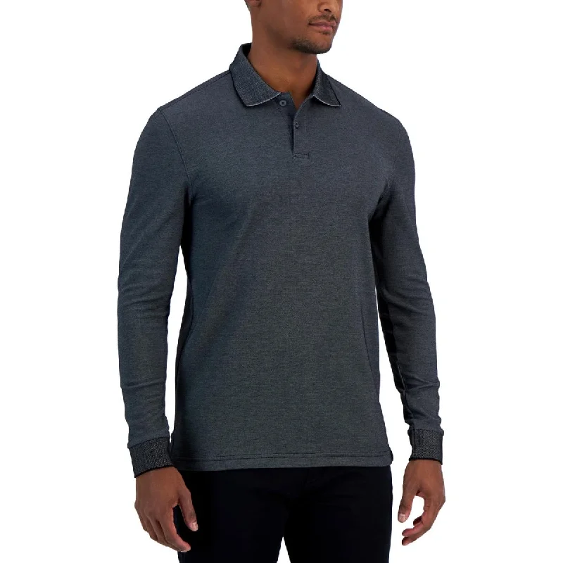 Alfani Mens Knit Long Sleeves Polo