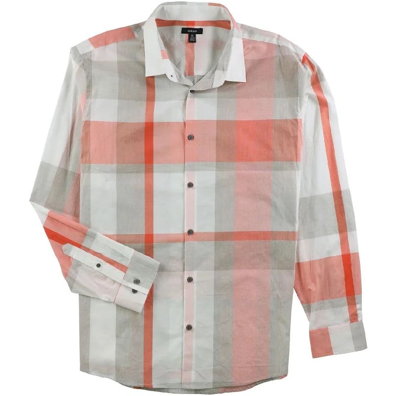 Alfani Mens Sorento Plaid Button Up Shirt