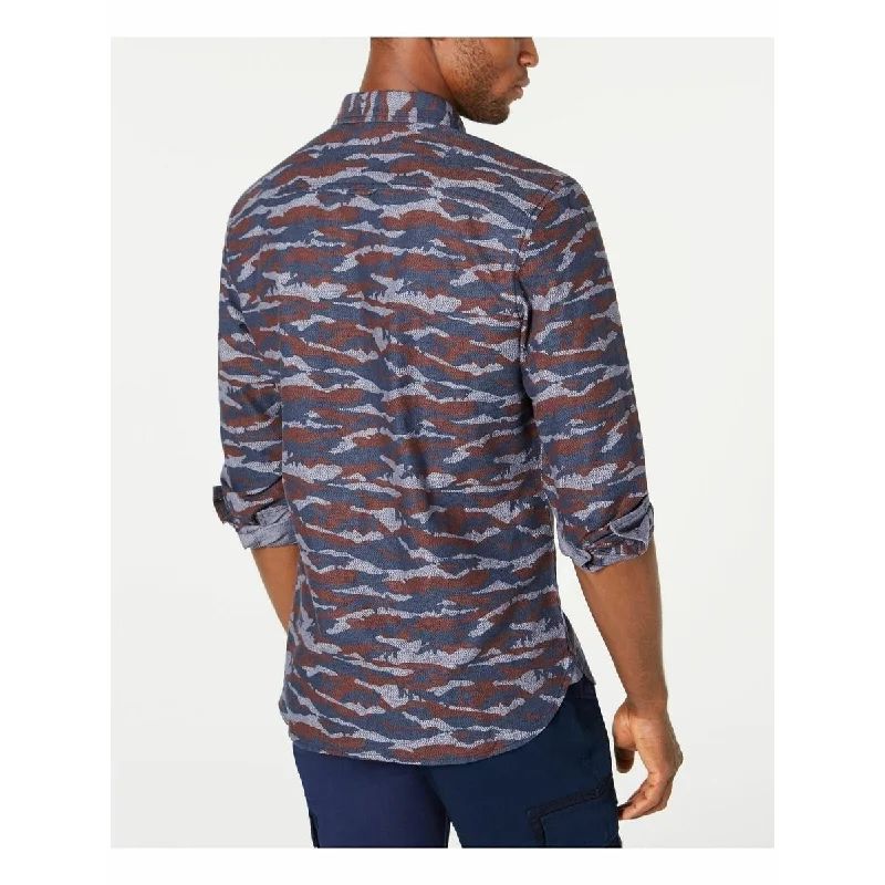 American Ran Men's Printed Collared Dress Shirt Classic