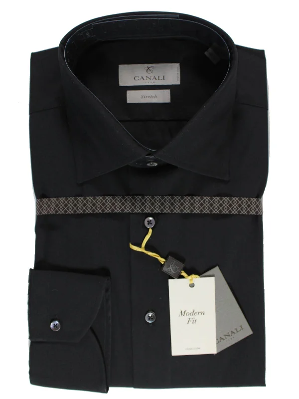 Canali Shirt Black Stretch - Modern Fit 40 - 15 3/4 SALE