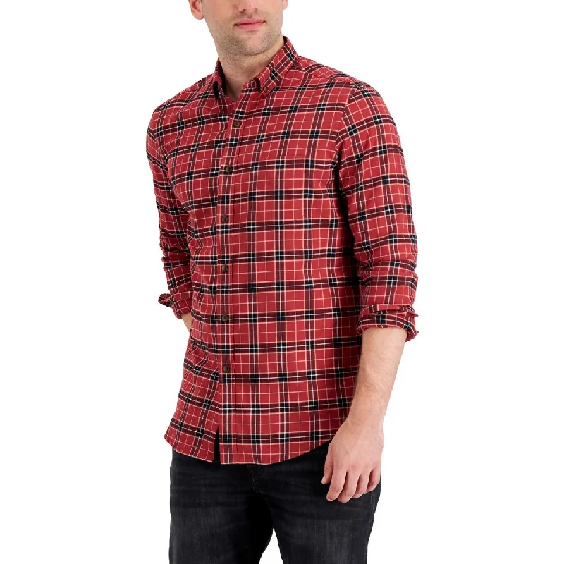 Club Room Mens Plaid Collared Button-Down Shirt