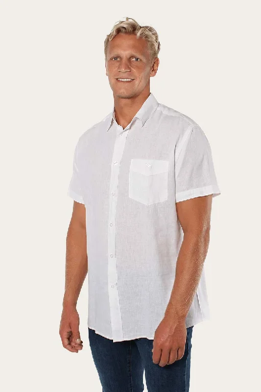 Dawson Mens Relaxed Linen Dress Shirt - Bright White