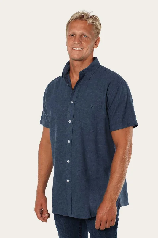 Dawson Mens Relaxed Linen Dress Shirt - Steel Blue