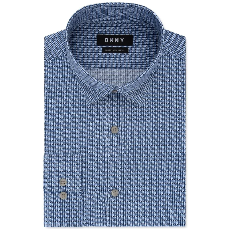 DKNY Men's Plaid Slim Fit Button Down Shirt Blue Size XL