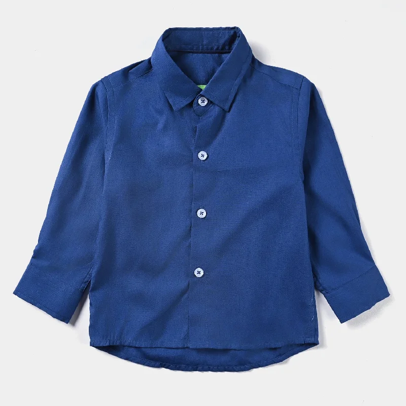 Infant Boys Cotton Poplin Formal Shirt-Navy