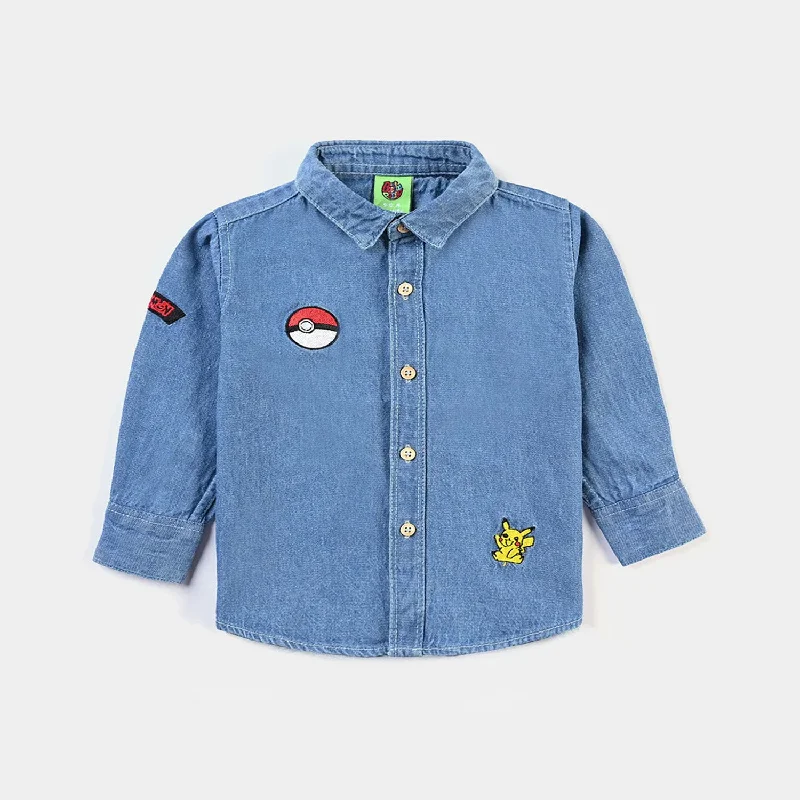 Infant Boys Denim rigid Shirt-LT.Blue