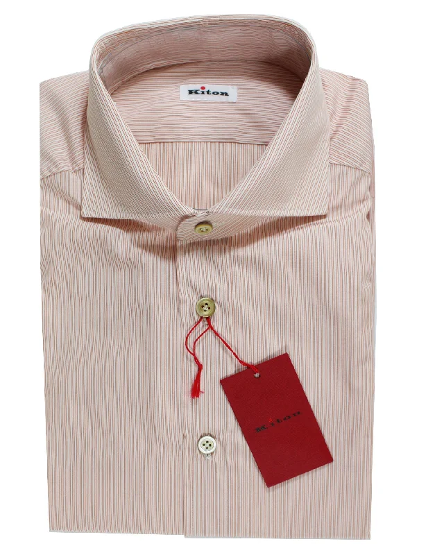 Kiton Dress Shirt Orange Stripes 41 - 16 SALE