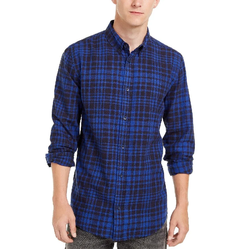 Levi's Men's Alban Plaid Flannel Shirt Navy Size Large