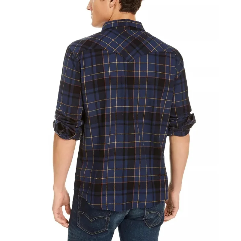 Levi's Men's Curran Regular-Fit Plaid Shirt Blue Size Extra Large