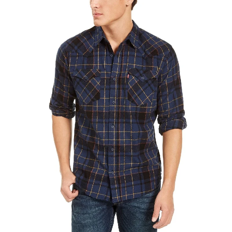 Levi's Men's Curran Regular-Fit Plaid Shirt Blue Size Large