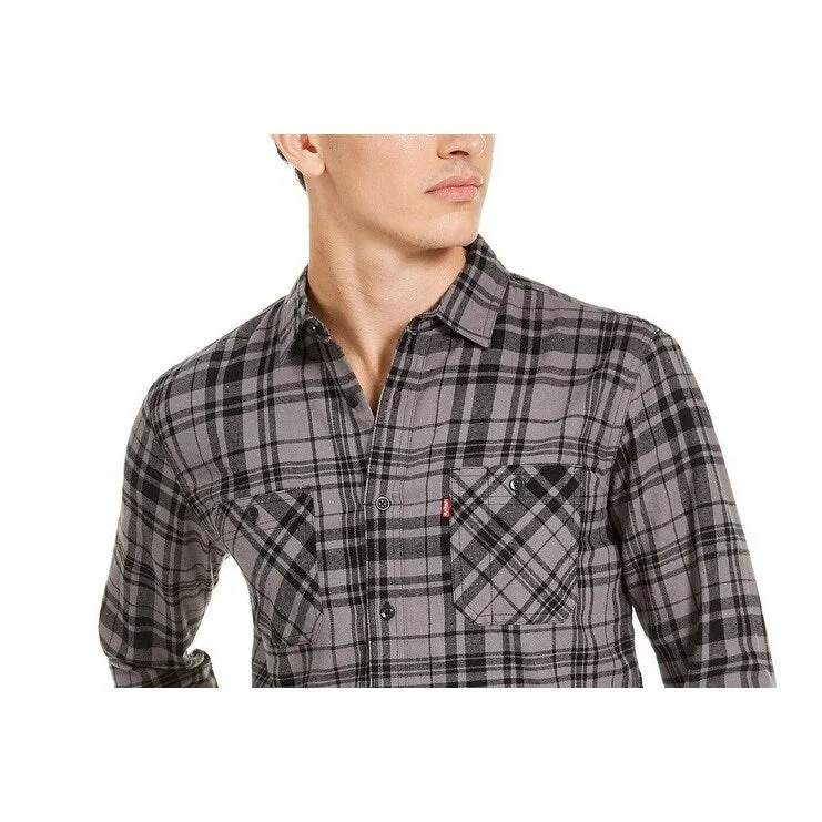 Levi's Men's Miguel Regular-Fit Plaid Flannel Shirt Black Size Extra Large