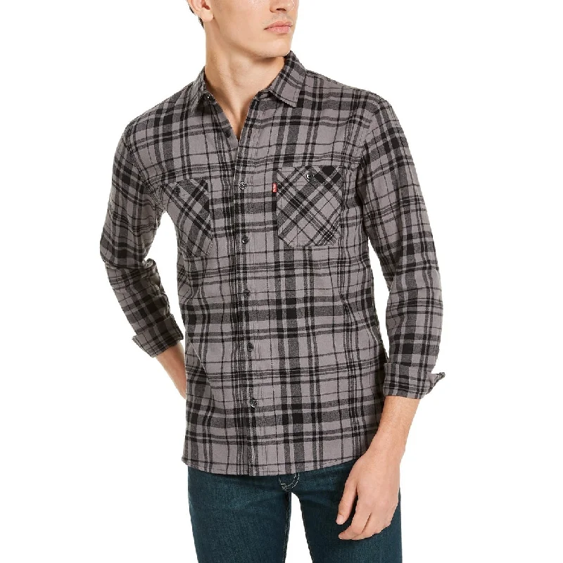 Levi's Men's Miguel Regular-Fit Plaid Flannel Shirt Gray Size 2 Extra Large