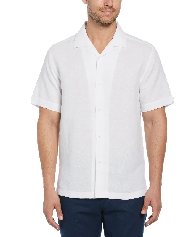 Big & Tall Linen Blend Dobby Camp Collar Shirt