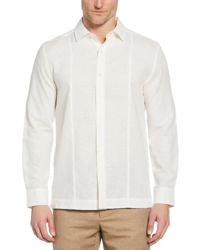 Linen-Blend Pintucks Guayabera Shirt