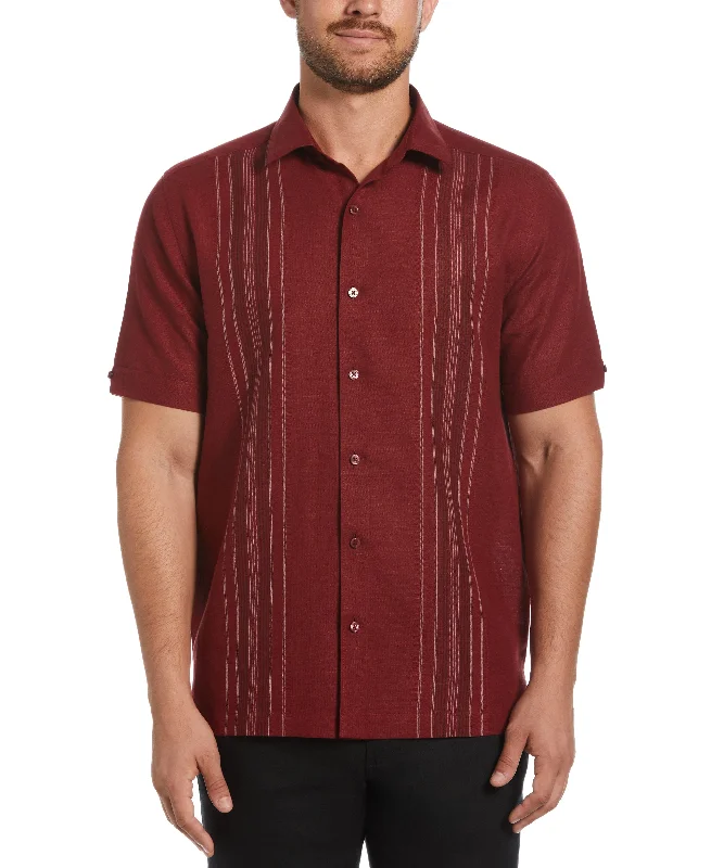 Linen Blend Yarn Dyed Panel Shirt