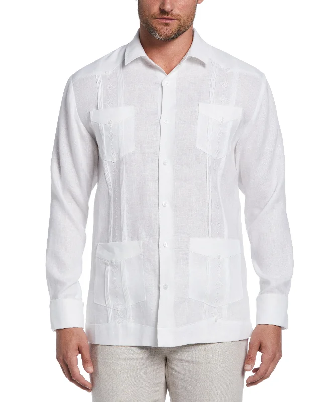 Linen Embroidered French Cuff Guayabera Shirt