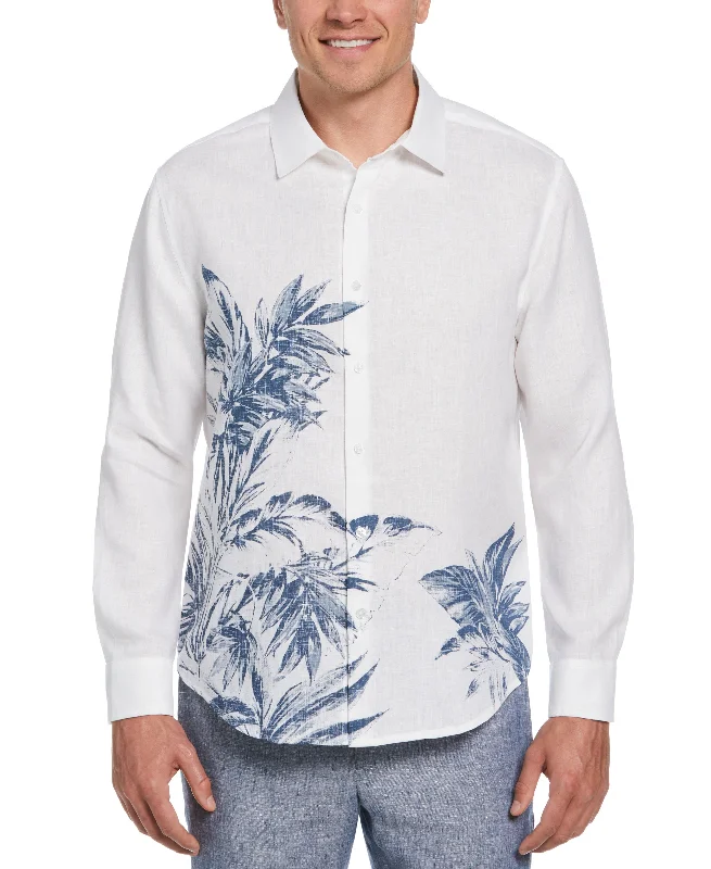 Linen Engineered Tropical Print Shirt