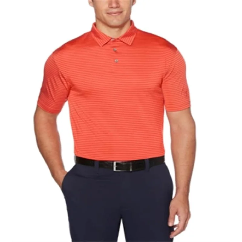 PGA Tour Men's Feeder Striped Polo Shirt Orange Size Large