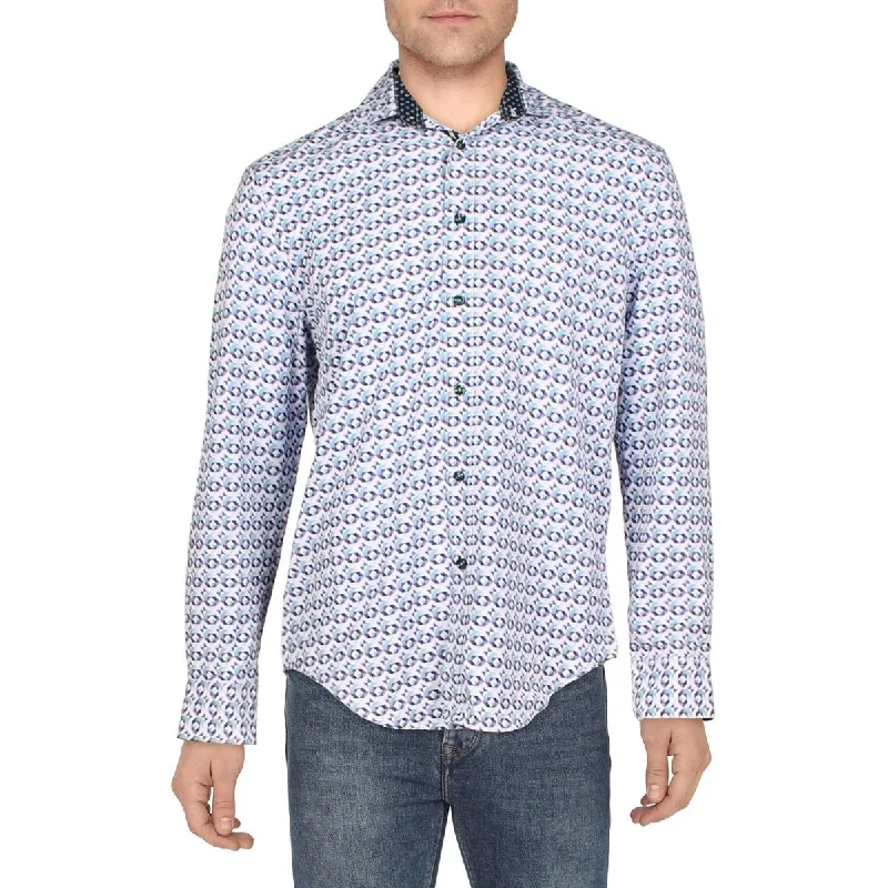 Society of Threads Mens Geometric Collared Button-Down Shirt