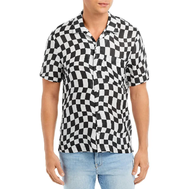 Solid & Striped Mens The Cabana Linen Checkered Button-Down Shirt