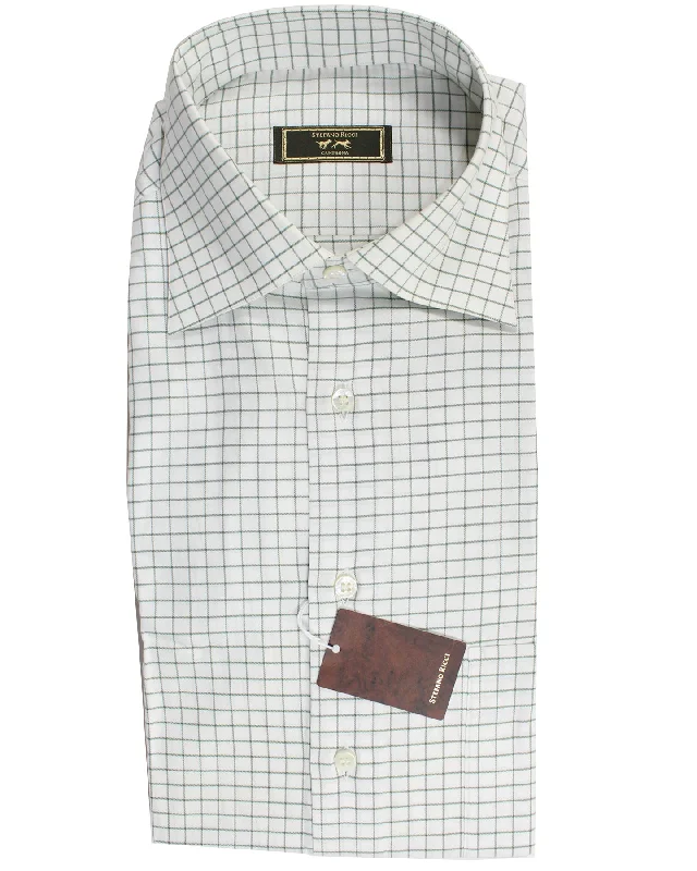 Stefano Ricci Shirt White Green Graph Check 42 - 16 1/2 SALE