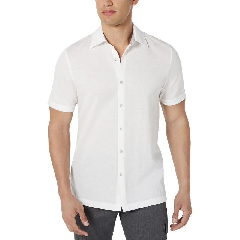 Tasso Elba Mens Button Front Short Sleeve Casual Shirt