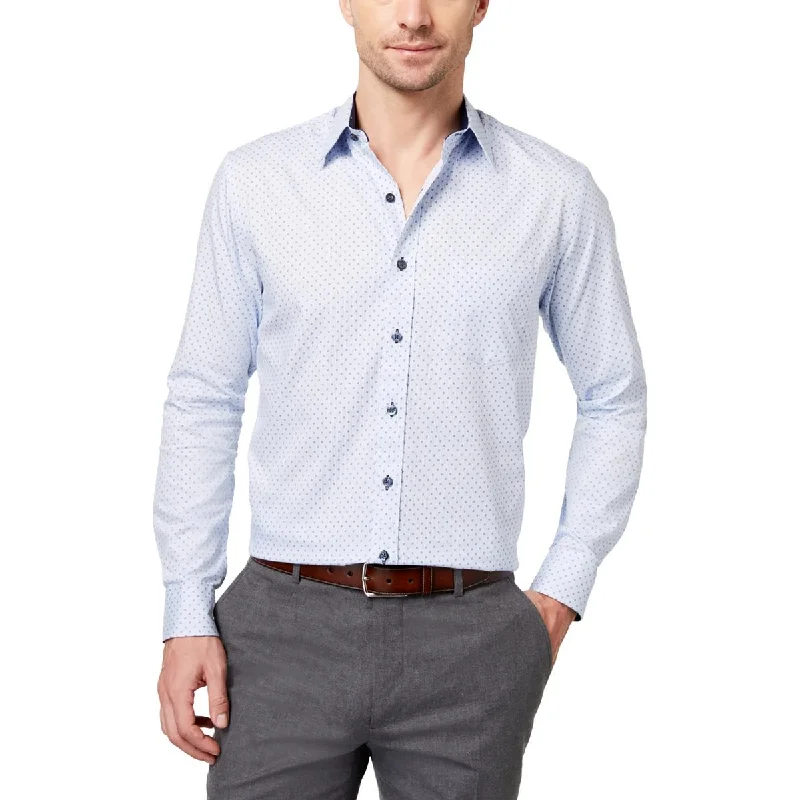 Tasso Elba Mens Pinstripe Collared Button-Down Shirt