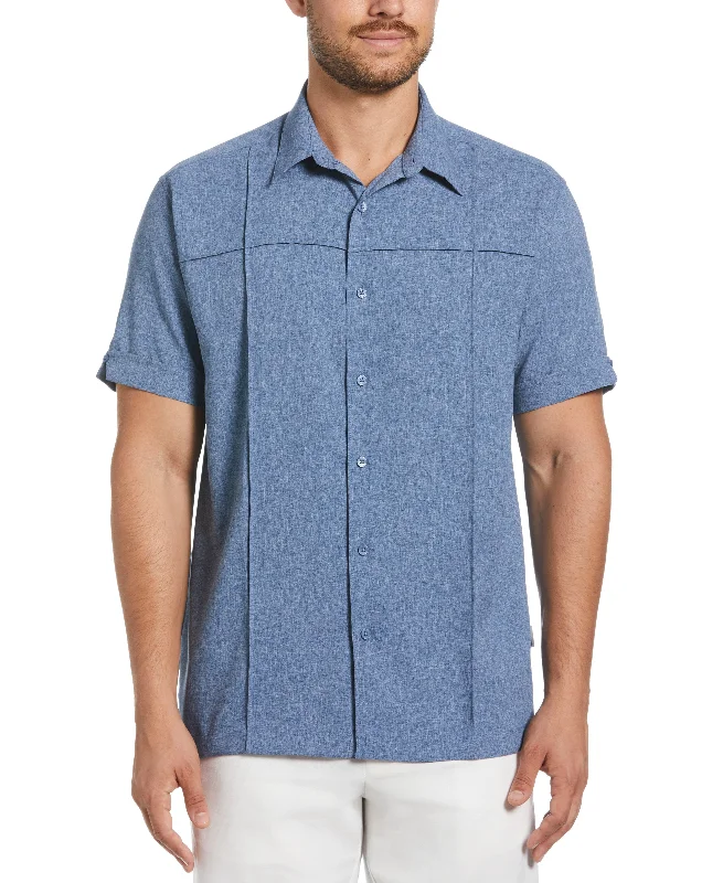 Two-Tone Cross Tuck Chambray Shirt