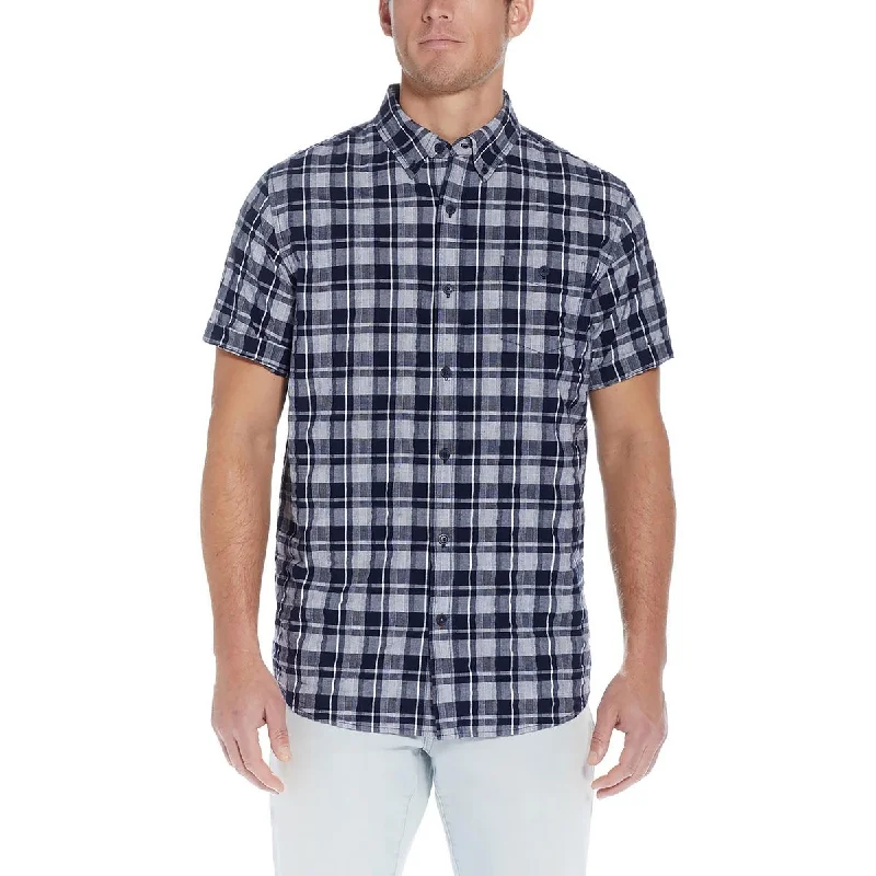 Weatherproof Vintage Mens Plaid Cotton Button-Down Shirt