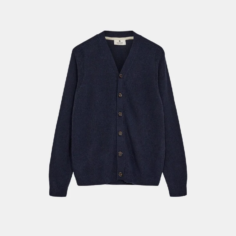 Aksvend Lambswool Cardigan (Dark Navy)