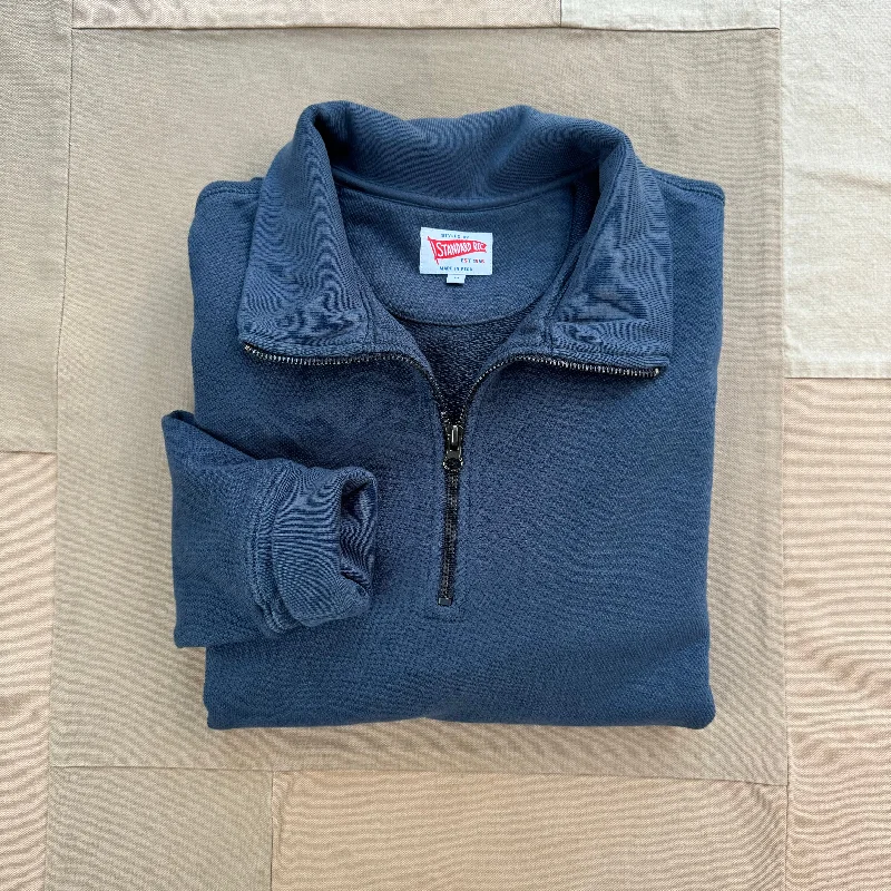 Classic Knit Quarter Zip Pullover, Washed Navy