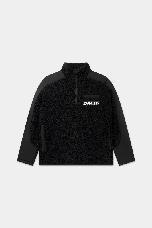 The Club Regular Fit Teddy Half Zip Jet Black